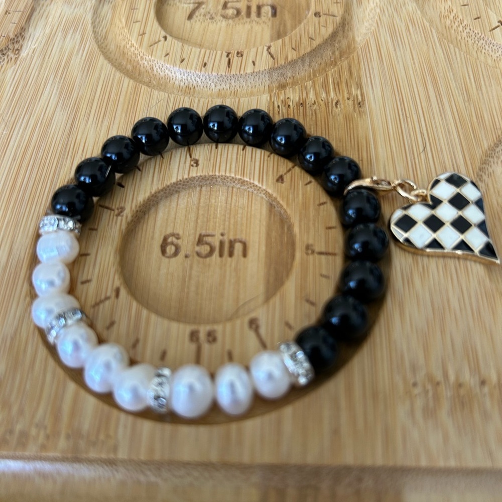 Black Jasper and Pearl Bracelet
